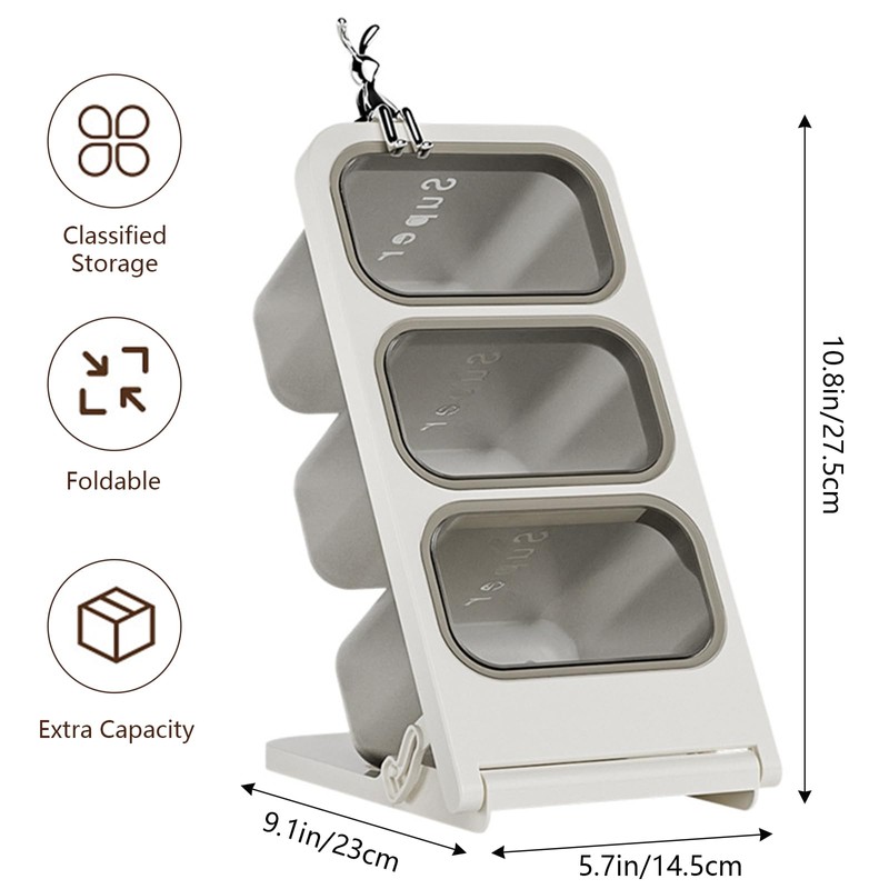 REIKOMO Tea Bag Organizer – 3 Removable Bins Slanted Tiered