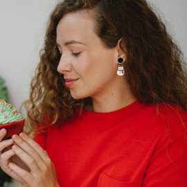 Christmas Earrings for Women, Christmas Tree Earrings Snowman Dangle Snowflake Stars, Acrylic Christmas Tree SnowMan Earrings, Christmas Jewelry Festival Decoration Gift for Women Teen Girls (D)