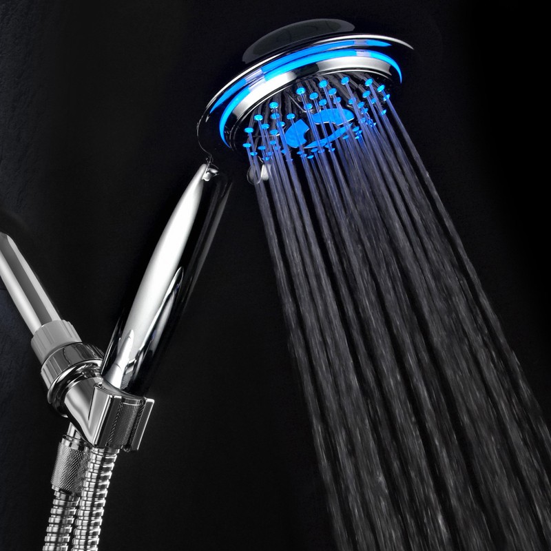 PowerSpa 4-Inch LED Handheld Shower Head with Air Jet LED