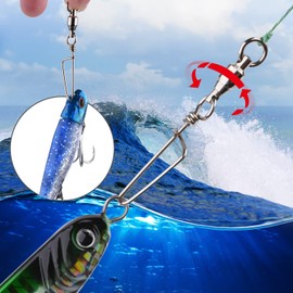 Goture 20PCS High Strength Stainless Steel Fishing Ball Bearing Swivel with Coastlock Snap, Welded Ring, Saltwater Corrosion Resistant Black Nickel Coating - 15Lb to 187Lb