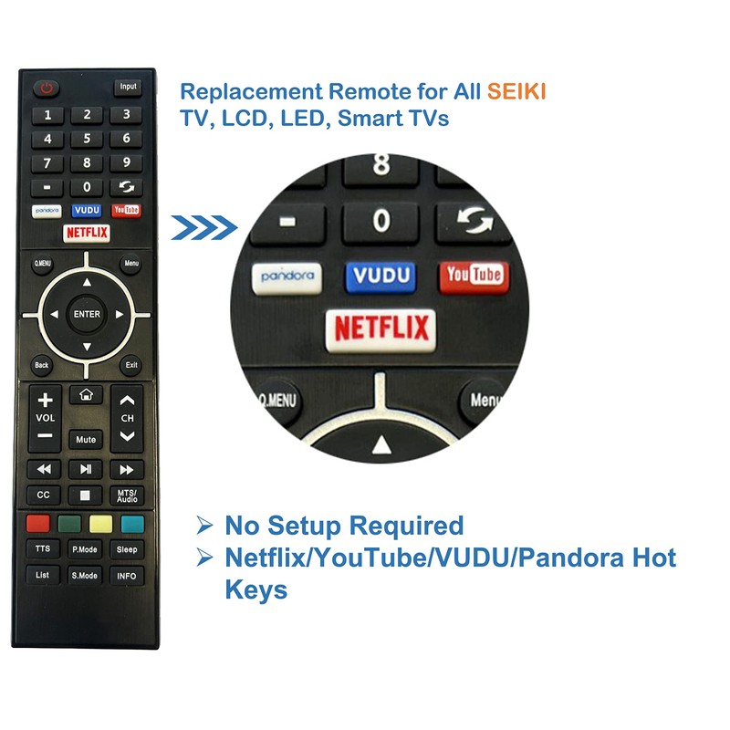 Remote Control Replacement for SEIKI LCD LED Smart TV