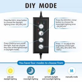 hygger Clip On Full Spectrum Aquarium LED Light, 14W Day-Night Dual Timer Sunrise-Day-Sunset-Moon Fish Tank Light, Adjustable Timer Brightness with 9 Colors for Planted Tank