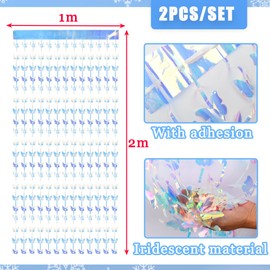 BRAVESHINE 2PCS Butterfly Themed Party Backdrop Streamers Iridescent Lilac Foil Fringe Curtains - 3.3x6.5ft Butterfly Photo Backdrop Wall Door Streamers for Butterfly Fairy Princess Party Supplies