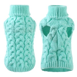 NACOCO Classic Dog Sweater Knitted Turtleneck Dog Sweater Warm Winter Clothes for Small Dogs Puppy Cat (Large, Blue)