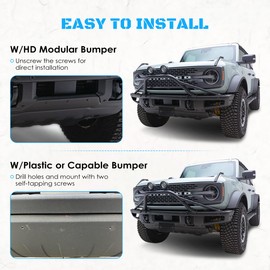 Front License Plate Bracket for Ford Bronco, Steel License Plate Holder Front Lower Bumper License Plate Mount License Plate Frames for Bronco Compatible with 2021 2022 2023 2024 Ford Bronco (Black)