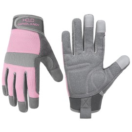 HANDLANDY Womens Work Gloves with Grip, Safety Moving Driving Gloves Touch Screen, Utility Yard Workers Gloves Pink (Grey- pink, Small (Pack of 1))