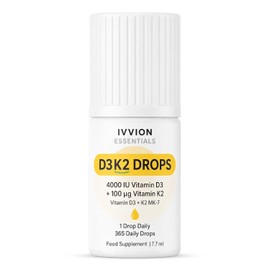 Essentials D3K2 Drops 4000 IU Vitamin D3 + 100 µg Vitamin K2 MK-7 – 365 Daily Drops | 1 Drop Daily | Sugar Free, No Artificial Colours or Flavours, Gluten Free | 7.7 ml