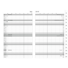 X17 -A6 Monthly Planner, Monthly Calendar Refill Pack, "Classic" 2025-2027, 1 Booklet of 3 Years, Includes Memo Card. Only Suitable for the X17 System. Made in Germany