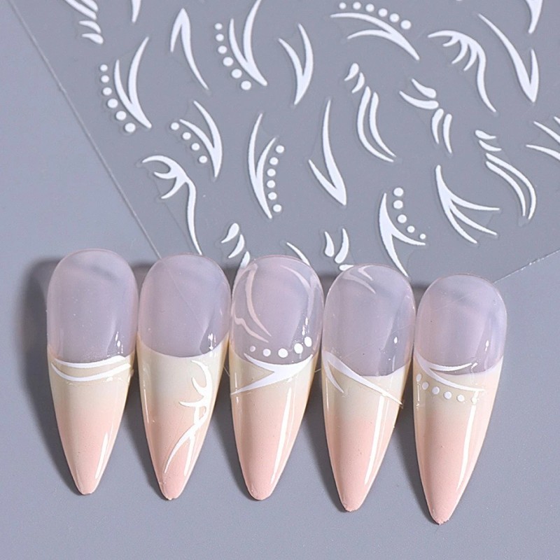 Unbranded 4Pcs Set Nail Stickers Abstract Line Self-Adhesive Slider Peel