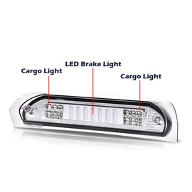CROSSDESIGN LED 3rd Brake Light Compatible with 2002-2008 Dodge Ram 1500/2003-2009 Dodge Ram 2500 3500 Third Brake Light Cargo Chrome Housing Clear Lens, Type I, 5072594AB, 5072594AD, 5072594AC