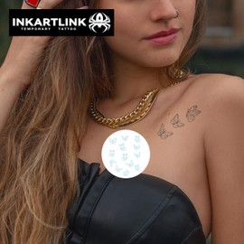 INKARTLINK:GO,No water needed,Semi-permanent tattoos,adult,fake tattoos,2 Sheets medium size,Waterproof,Realistic,Lasts 2 weeks，Gift,Party,Pool,Selfie(Butterfly Dance)