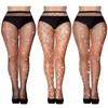 Geyoga 3 Pairs Rhinestone Fishnets Stockings for Women Glitter Fishnets