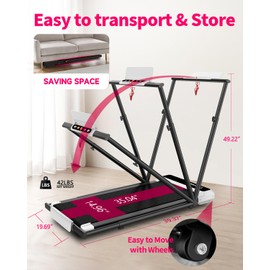 Walking Pad with Handle Bar,5% Manual Incline Walking Treadmill for Home Office,2.5HP Super Quiet Foldable Treadmills with Handrails,300 LBS Small Under Desk Treadmill with LED Display,Remote Control