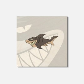 Unbranded Shark Smile Animal 4'' X 4'' Square Wooden Coaster
