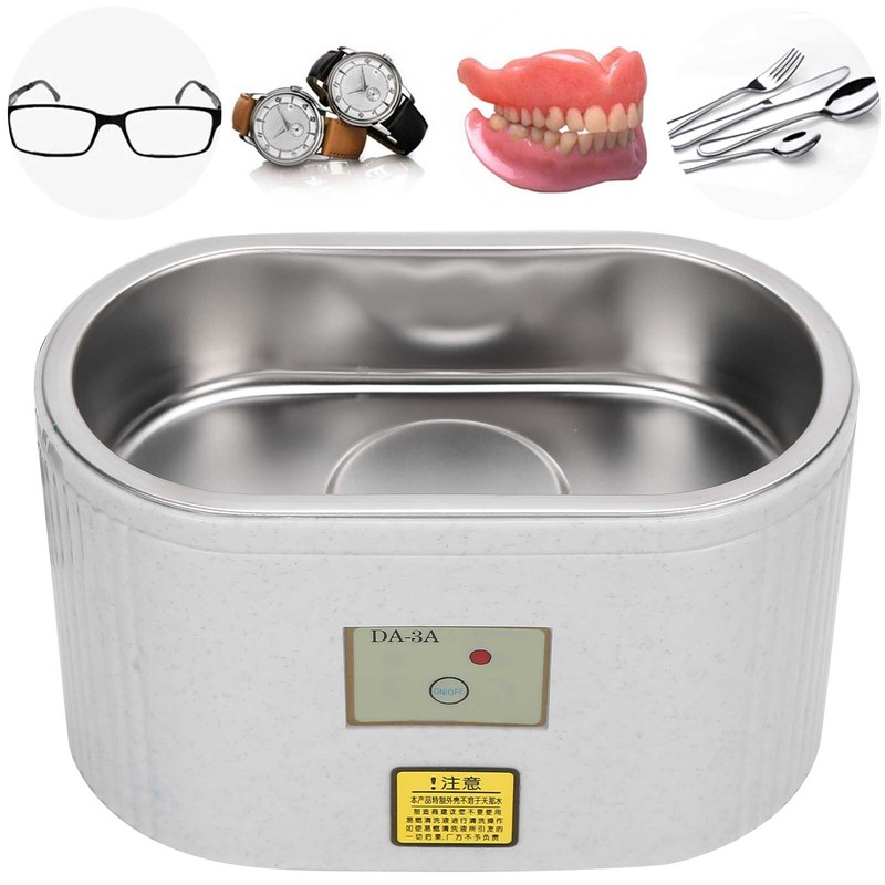 600ml Mini Ultrasonic Denture Cleaner Jewelry Eyeglasses Stainless Steel Cleaning