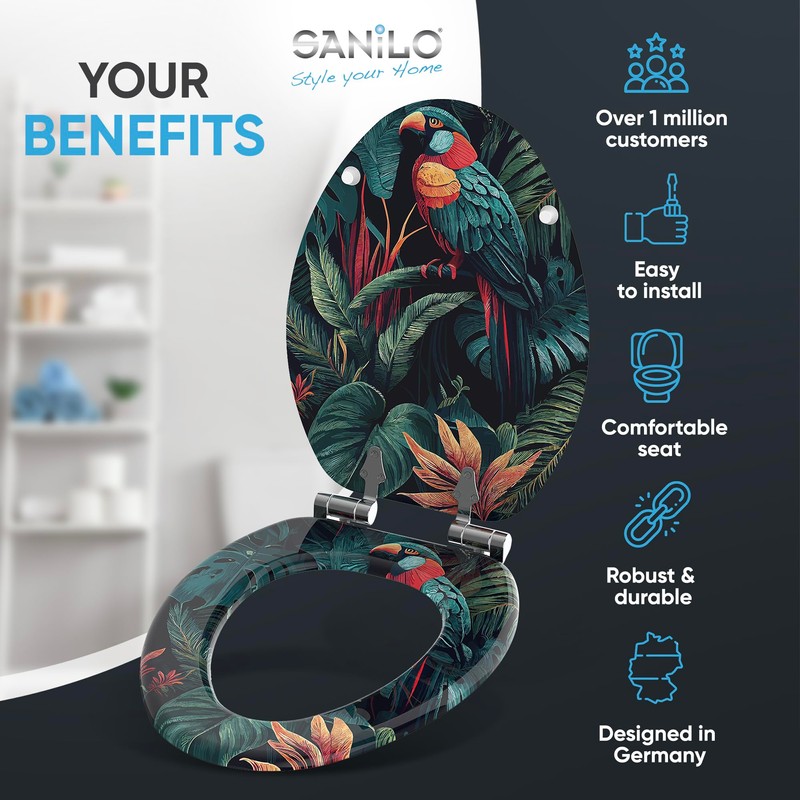 Sanilo Soft Close Toilet Seat ELONGATED, Quiet and Slow Close