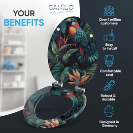 Sanilo Soft Close Toilet Seat ELONGATED, Quiet and Slow Close Lid and Seat, Strong Bumpers and Hinges (Exotic)