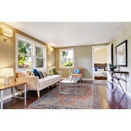 Couristan Pasha Area Rug - Heriz 8' X 10' Rectangle in Ruby Color, Medallion, Non Skid, Home Decor