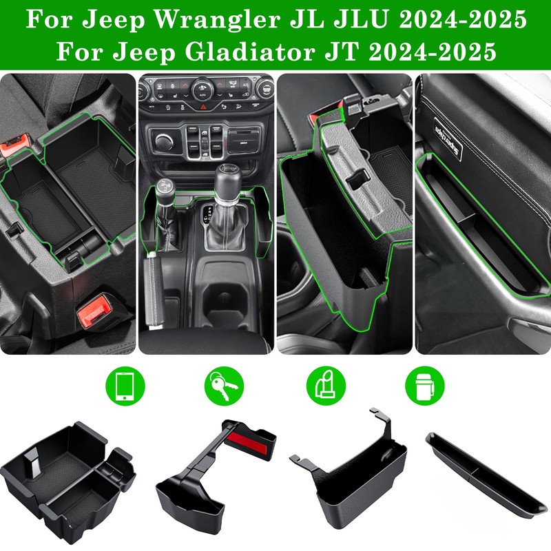 Eamplest 4PCS Center Console Organizer for 2024 2025 2026 Jeep