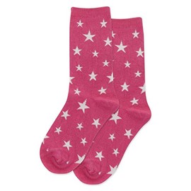 HotSox Glow In The Dark Stars Kids Socks, Magenta, 1 Pair, Small/Medium