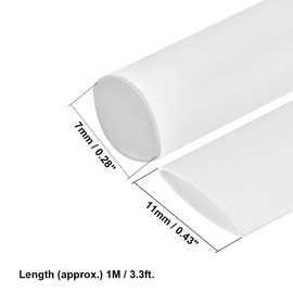 uxcell Heat Shrink Tubing 7mm Dia 11mm Flat Width 2:1 Heat Shrink Tube Wire Wrap 3.3ft(1m) White
