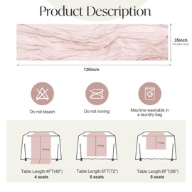 SOIKIMU 2 Pcs Dusty Pink Cheesecloth Table Runner - 120 inch 10FT Boho Rustic Gauze Cheese Cloth Table Runner Decor for Spring Summer Party Wedding Birthday Baby Bridal Shower Home
