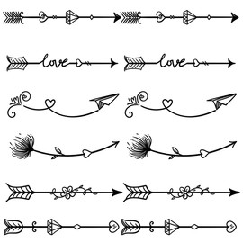 Oottati Small Cute Temporary Tattoo Sticker Set of 2 - Arrow Heart Love Diamond Flower Cute Designs for Hand Neck Face Wrist Finger, Waterproof Fake Body Art, Simple & Modern Unisex Skin Decals