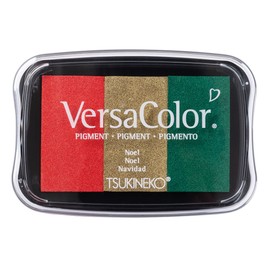 Rayher Versacolor Ink Pad Pigment Ink Pad, 3 Colours, Green, Gold, Red, Stamp Surface 4.7 x 7.5 cm, Acid Free, Non-fading, Tsukineko Versacolor Stamp Ink, 29250999