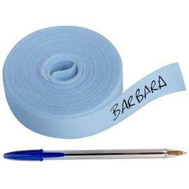Fabric Labels Iron On Clothes Name Tags for Nursing Homes Camp Uniforms Day Care College 3 x 1 cm Pen Included (Blue)