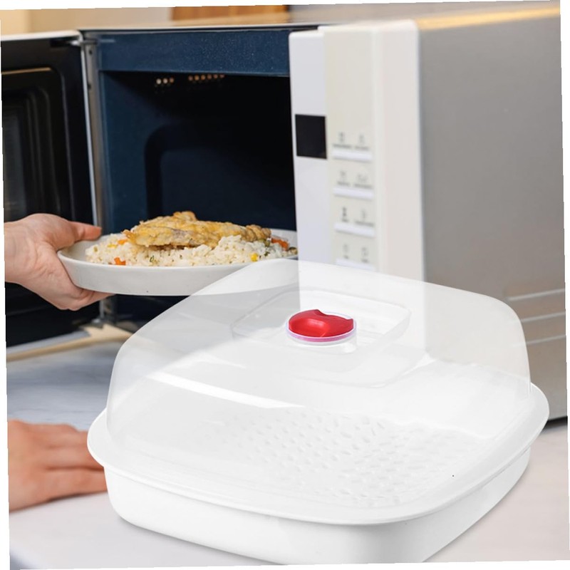 DOITOOL Microwave Steamer 8.27X8.27X4.33In Square Plastic Food Steamer with Ventilated