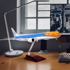 24-Hours 18” Collection Model Airplane Statue Scale 1:130 Airplane Model Holland 777 with LED Light(Touch or Sound Control) for Decoration or Gift