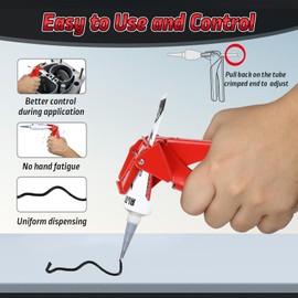 FLY TERNS Silicone Dispenser for RTV Tube, 71006 Efficient and Easy Control Tube Extrusion Tool,Maximize Squeeze 94% Material Out Tool (Red), 2.5" Industrial Size