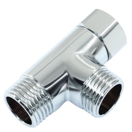 Hordion T Valve Adapter, G1/2" 3 Way Diverter Hose Fitting Tee Adapter Connector Brass Angle Valve Hose for Bath Shower Arm Toilet Bidet Sprayer Faucet, Silver