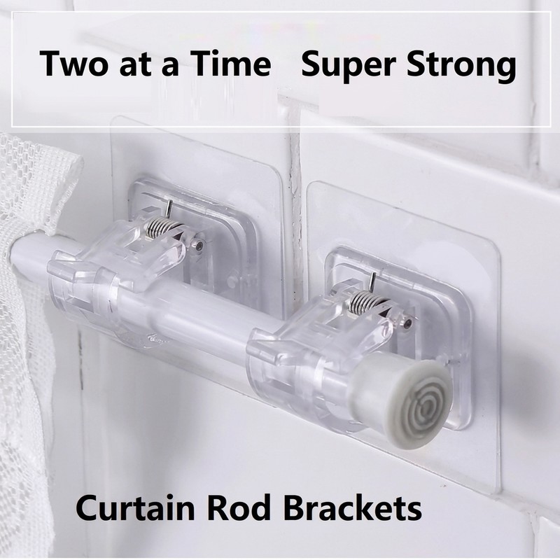 Curtain Rod Brackets for Window Curtains – Self-Adhesive Nail-Free Adjustable