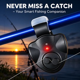 Electronic Fishing Bite Alarm with LED Indicator – Rod Clip Buzzer Alert Tool for Night Fishing & Outdoor Angling