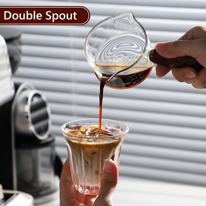 Espresso Shot Glasses with Wood Handle - 120ml Glass Coffee