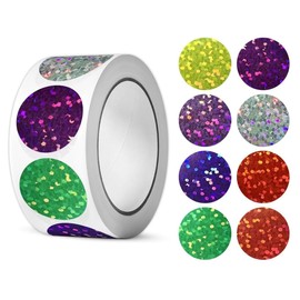 Visxcnu Pack of 500 Round Dot Stickers, Decoration 2.5 cm Glitter Stickers Rolls Stickers Seal Stickers Reward Stickers for Children's Teachers, Gift Packaging