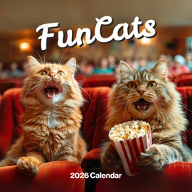 Cat Calendar 2026 - Funny Cat Wall Calendar 2026. Large 12 Month, Month to View with Notes & Checklist Pages, UK Made by Fun Pugs