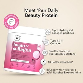 Wellbeing Nutrition Beauty Collagen with Hyaluronic Acid | Collagen Supplements for Women & Men | Collagen Powder with Biotin and Vitamins for Skin Radiance & Anti-Aging | 250g-Strawberry Watermelon
