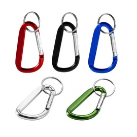 noTrash2003 Pack of 5 Spring Loaded Lobster Clasps, Key Ring Aluminium Carabiner Hooks for Camping, Fishing, Hiking or Travelling with Key Ring (Black)