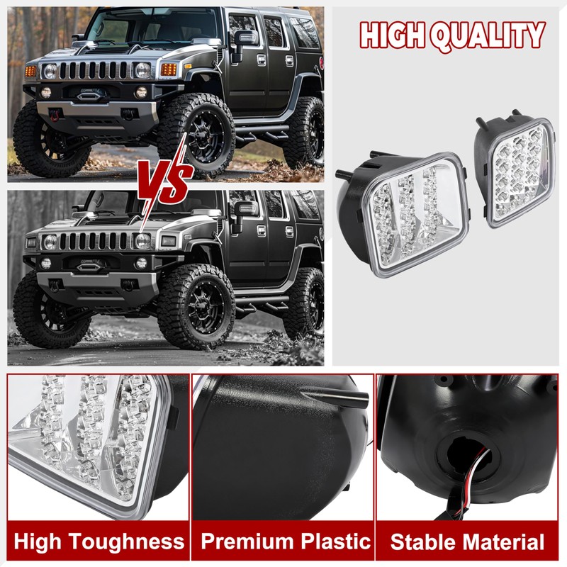 HECASA Pair LED Turn Signal Light Compatible with 2006-2010 Hummer