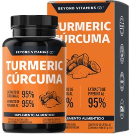 Turmeric Cúrcuma con Extracto de Raíz de Cúrcuma Estandarizada al 95% y Pimienta Negra al 95% - Suplementos con alta potencia y absorción - Alta Poten