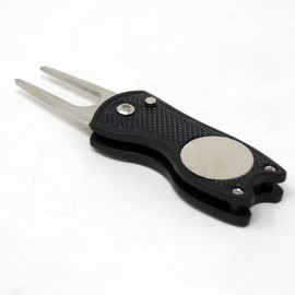 DB Spares Golf Pitch Mark Repairer With Magnetic Marker Switchblade Repair Tool Black