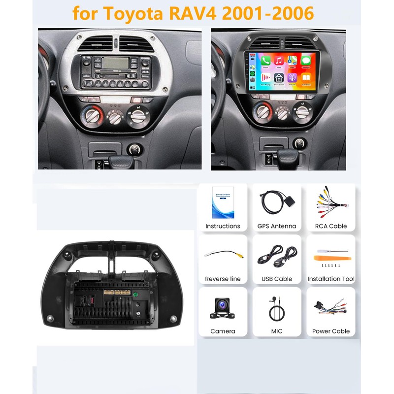 4G+64G CAR Radio for Toyota RAV4 2001-2006, Rimoody Car Stereo