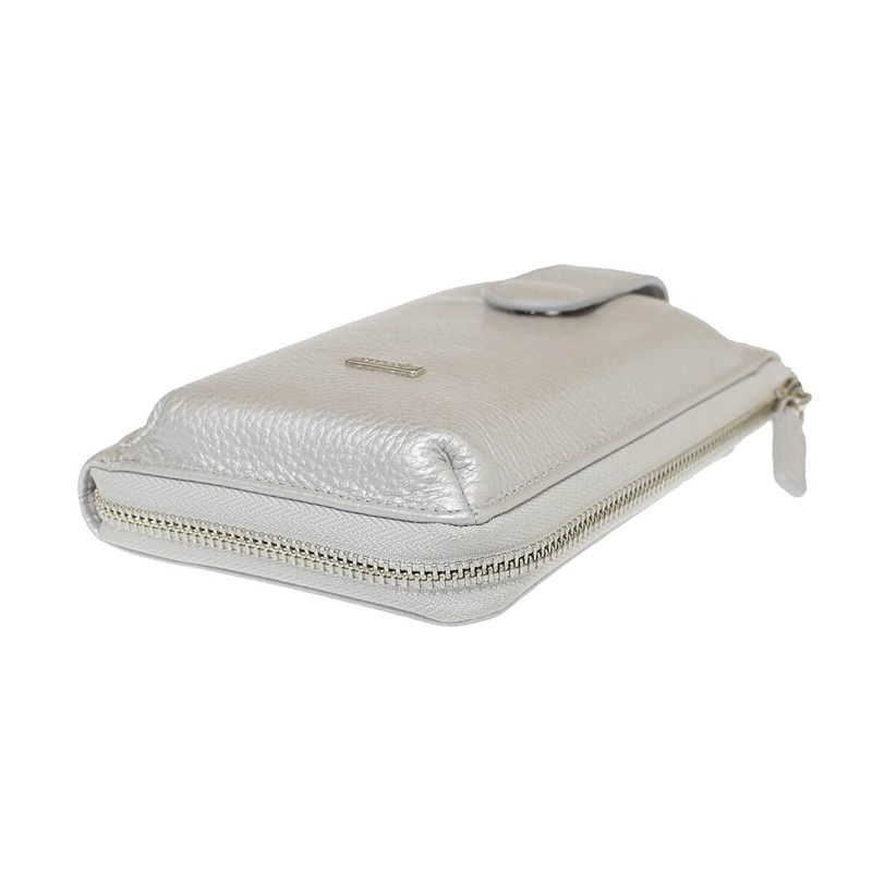 Balcos Women's One Size All Ways Leather Pochette, Silver
