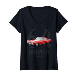 Womens 1964 Kustom Lowrider Kustom Lead Sled Hot Rod Muscle Car V-Neck T-Shirt
