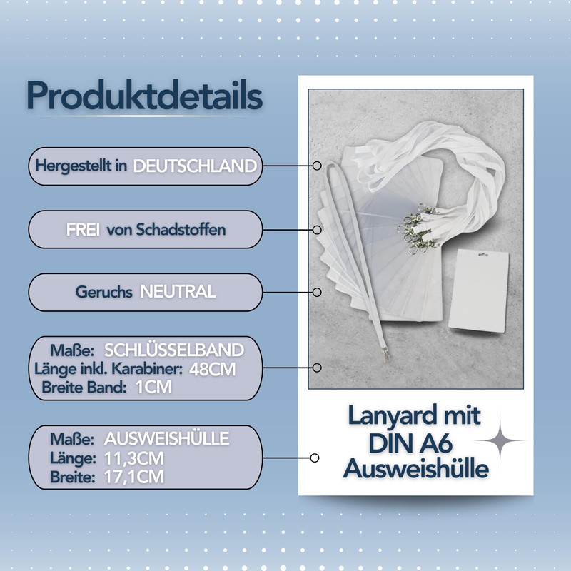 Twist4® Cotton Lanyards with ID Card Holder DIN A6 (White,