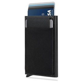 Tarjetero con Bolsillo para Dinero, Tarjetero Hombre con Bloqueo RFID, Cartera Desplegable con Capacidad para 6 Tarjetas y Billetes para Hombres, Negro
