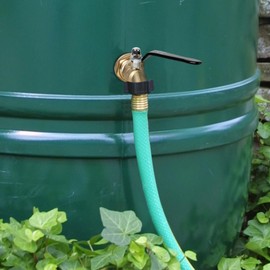 STYDDI Solid Brass Rain Barrel Spigot, Strong Flow Water Barrel Faucet with Large Handle, Quarter Turn Ball Valve Faucet with Bulkhead Fitting for Water Tanks, Water Storage Barrels, Rain Buckets