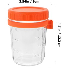 Taza De Avena Durante La Noche Con Tapa Y Cuchara 4.80X3.54X3.54In Contenedor Transparente Para Desayuno Portátil De Yogur Frutas Gachas En Casa Y Viajes